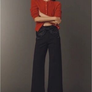 ANTHROPOLOGIE: THE COLETTE CROP BOW-WAIST SPARKLE PANTS BY MAEVE- NWT !